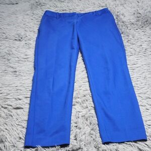 Express Columnist Pants Womens 00R Blue Straight Cropped Polyester Cotton Blend